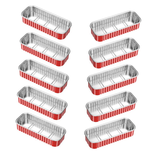 10 Pack VOSAREA Portable BBQ Aluminum Foil Trays for Outdoor Cooking - Disposable Cookware and Food Storage