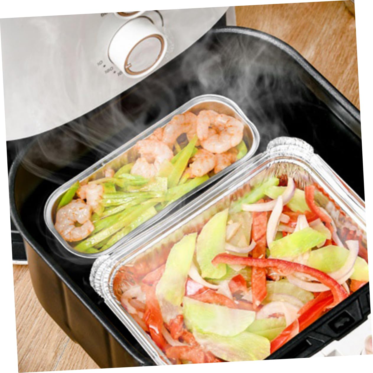 10 Pack VOSAREA Portable BBQ Aluminum Foil Trays for Outdoor Cooking - Disposable Cookware and Food Storage