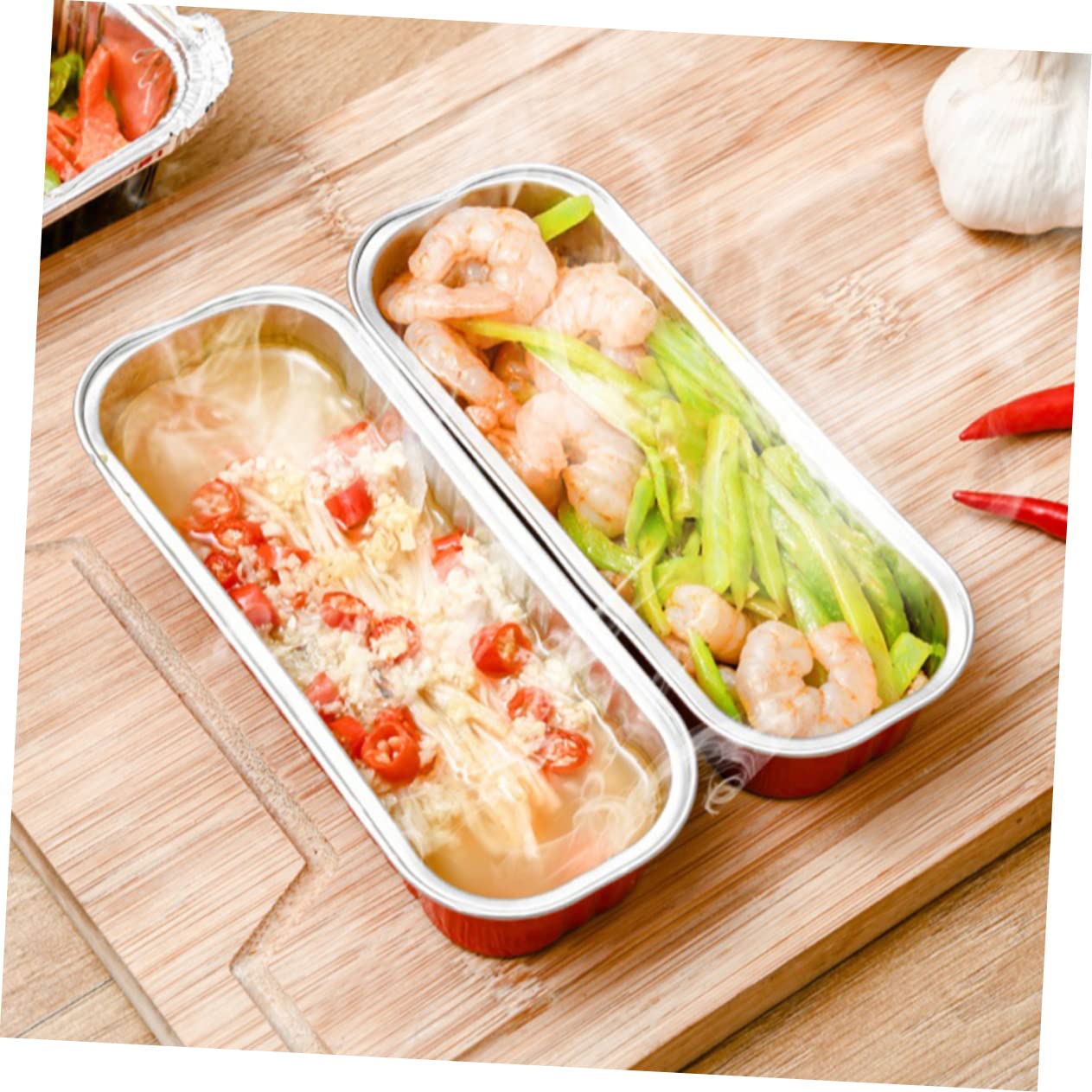 10 Pack VOSAREA Portable BBQ Aluminum Foil Trays for Outdoor Cooking - Disposable Cookware and Food Storage