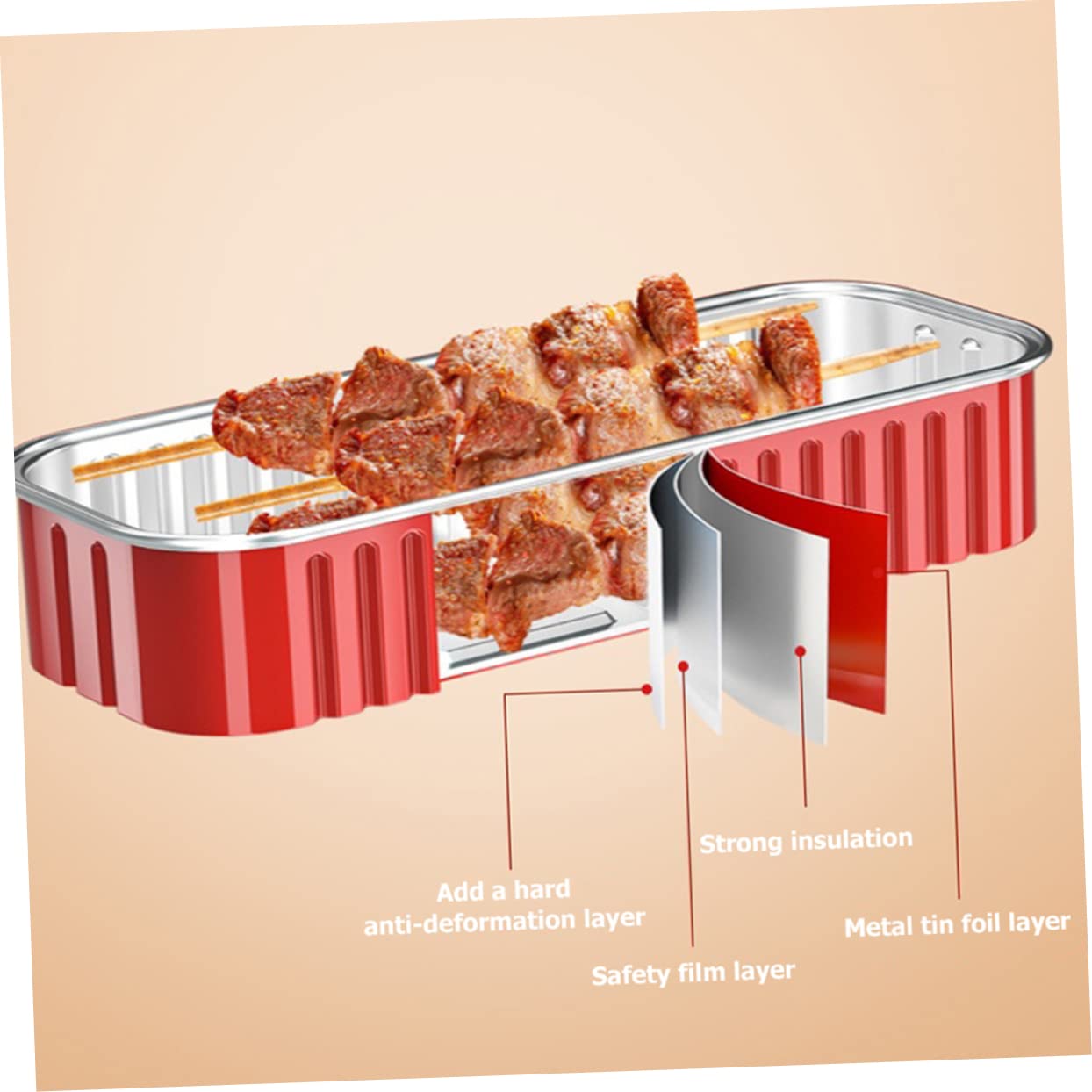 10 Pack VOSAREA Portable BBQ Aluminum Foil Trays for Outdoor Cooking - Disposable Cookware and Food Storage