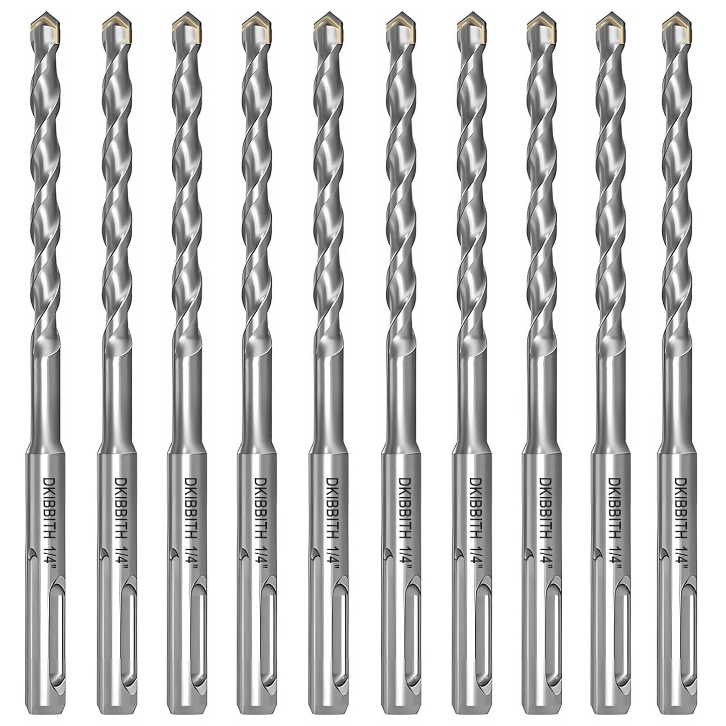 10-Piece 1/4” SDS Plus Drill Bits Set for Concrete, Cement, Tiles, Stone - Carbide Tipped, 6mm Diameter, 160mm Long