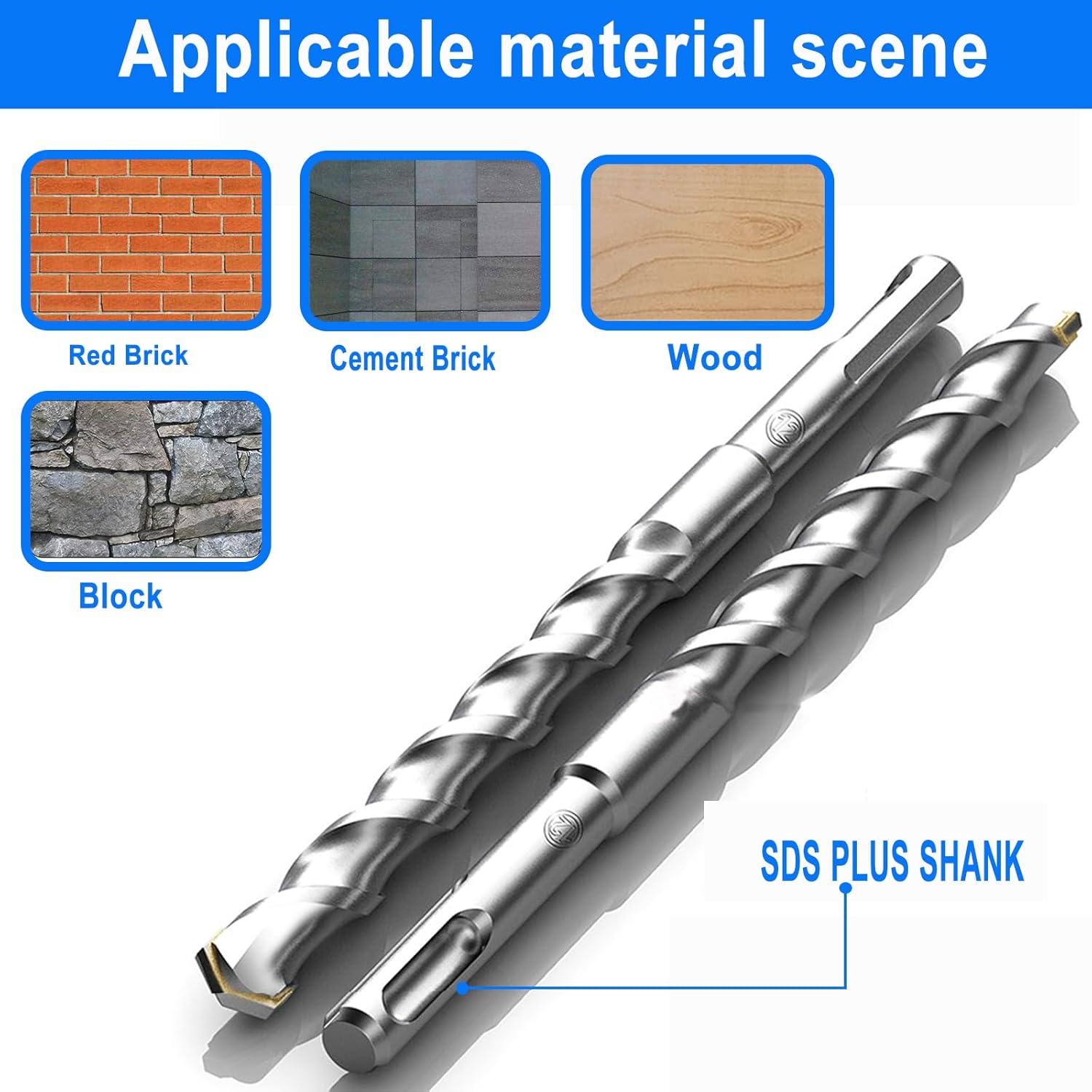 10-Piece 1/4” SDS Plus Drill Bits Set for Concrete, Cement, Tiles, Stone - Carbide Tipped, 6mm Diameter, 160mm Long
