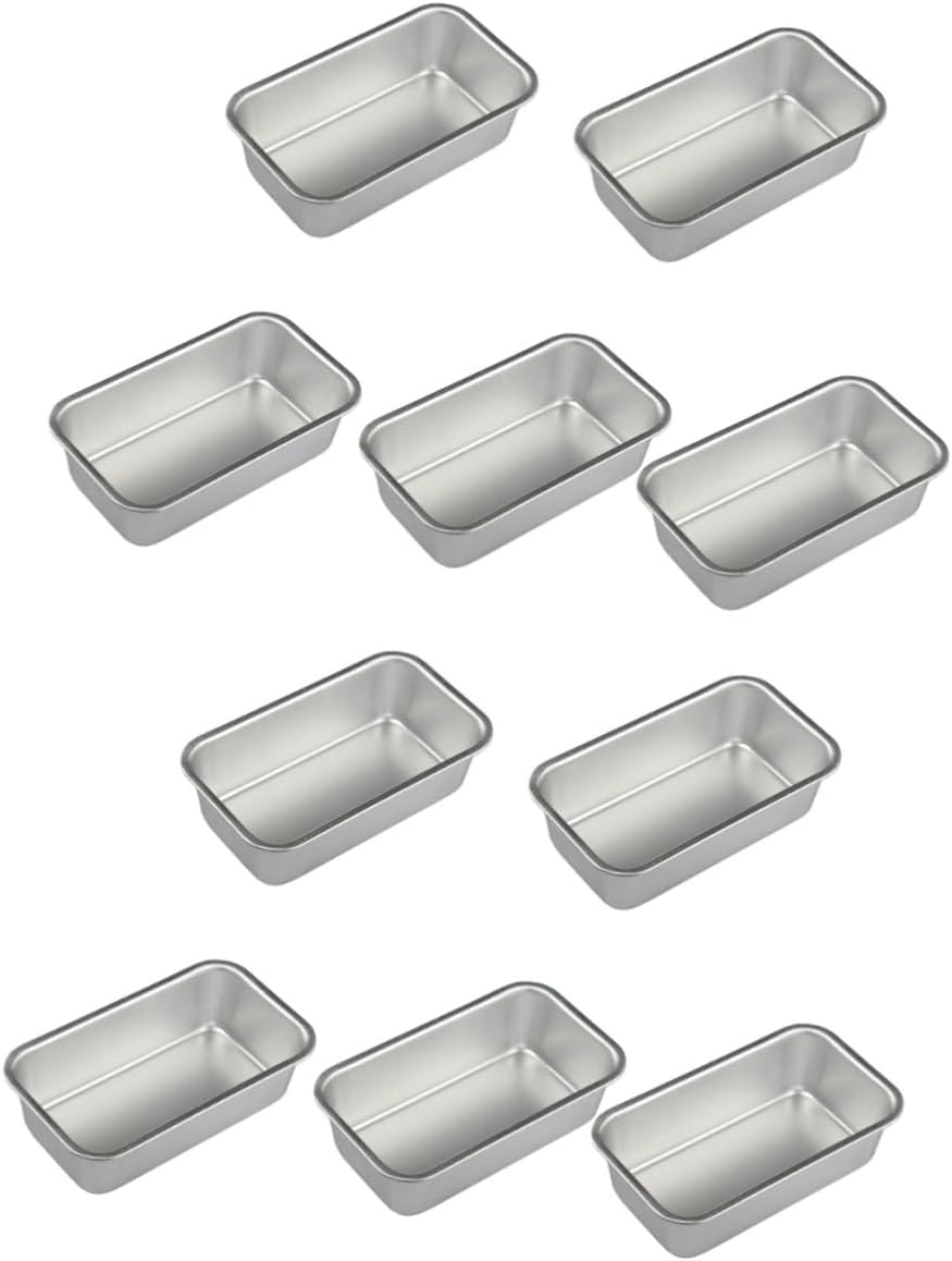 10 Piece Bread Baking Tray Set with Lid - Cheesecake Casserole Dishes, Wire Loaf Pan, Divided Serving Tray - Fryer Oven Loaf Tin Baking Dish - Household Baking Plate Silver