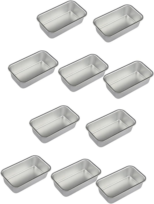 10 Piece Bread Baking Tray Set with Lid - Cheesecake Casserole Dishes, Wire Loaf Pan, Divided Serving Tray - Fryer Oven Loaf Tin Baking Dish - Household Baking Plate Silver