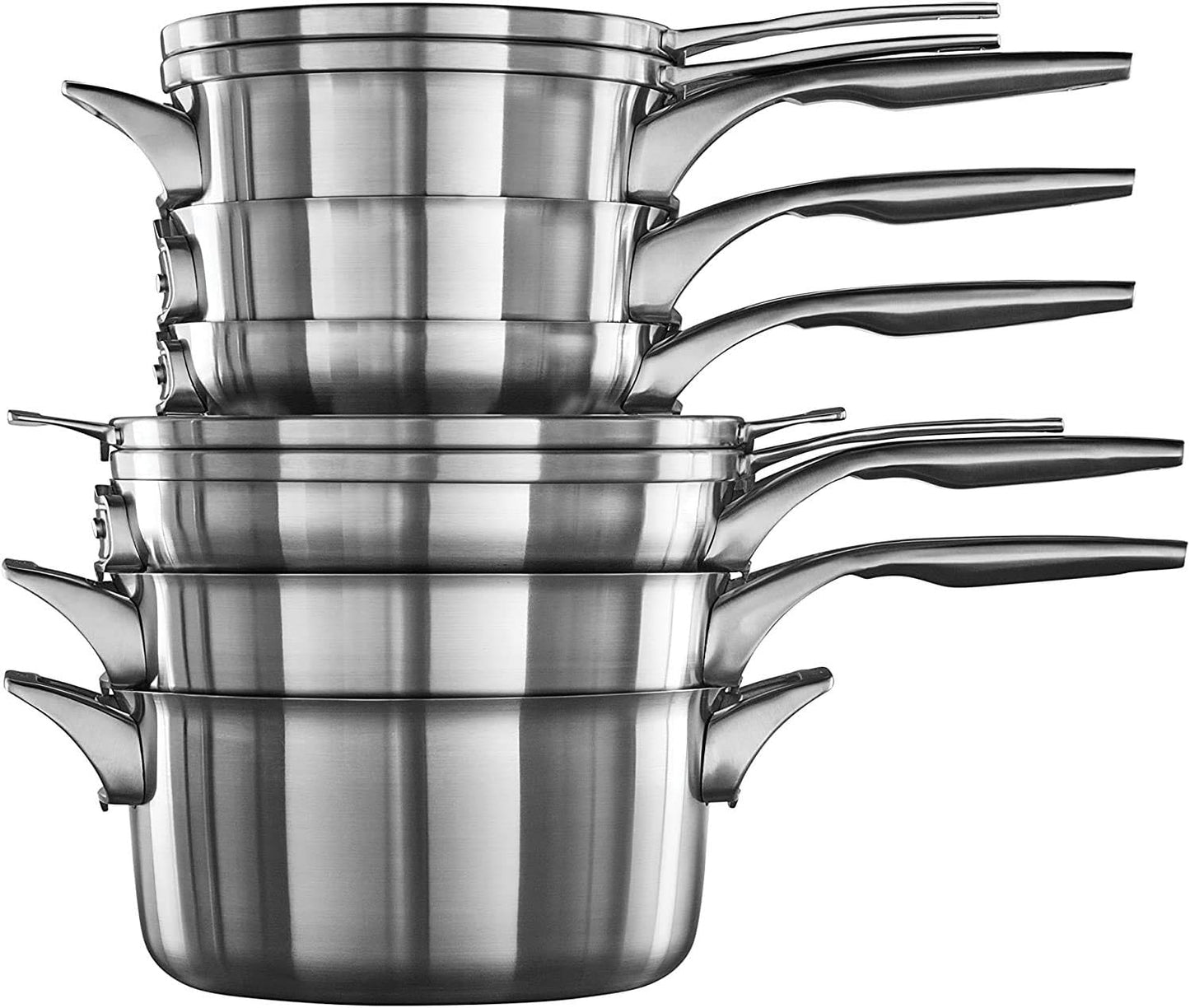 10-Piece Calphalon Premier Stainless Steel Pots and Pans Cookware Set with Space-Saving Design