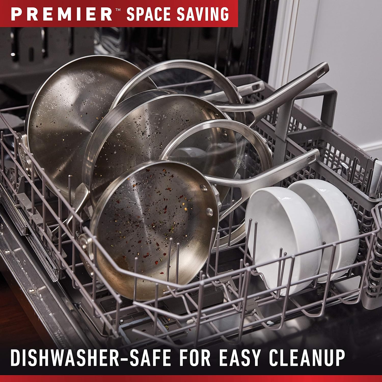 10-Piece Calphalon Premier Stainless Steel Pots and Pans Cookware Set with Space-Saving Design