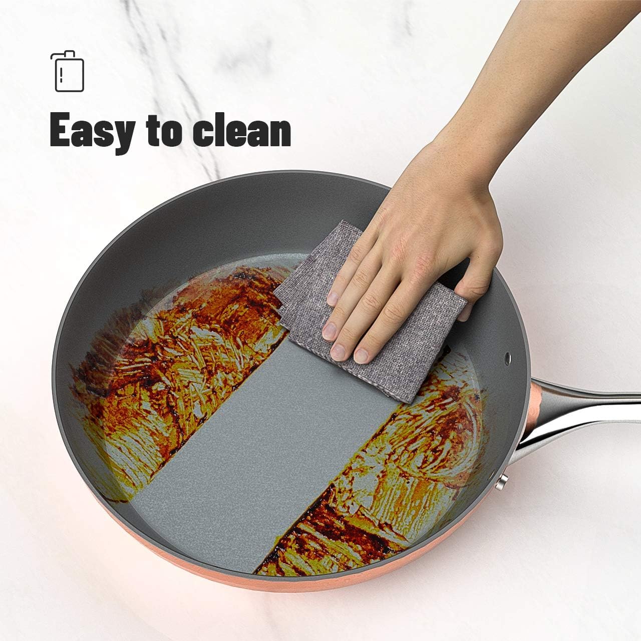 10-Piece Diamond Nonstick Ceramic Induction Cookware Set with Scratch-Resistant Copper Pots and Pans, Oven/Dishwasher Safe