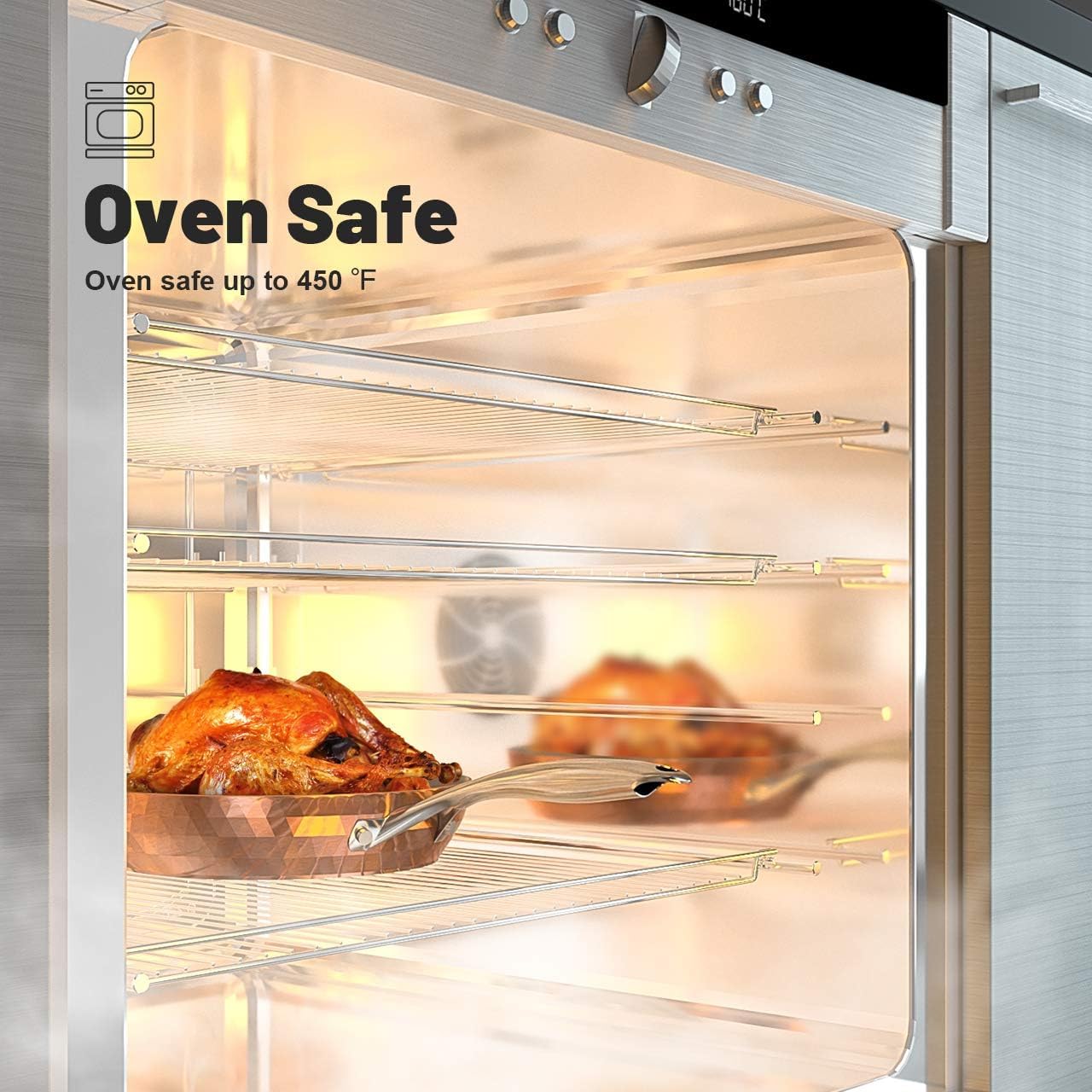 10-Piece Diamond Nonstick Ceramic Induction Cookware Set with Scratch-Resistant Copper Pots and Pans, Oven/Dishwasher Safe