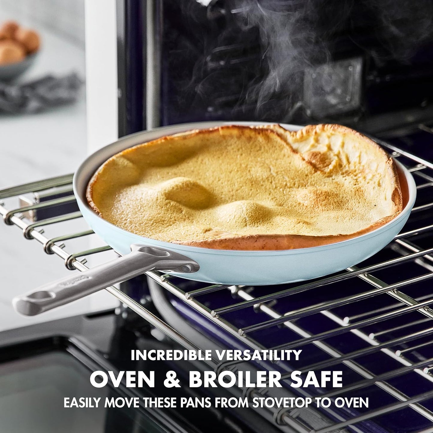 10 Piece GreenPan Padova Hard Anodized Ceramic Nonstick Cookware Set, PFAS-Free, Dishwasher Safe - Light Blue