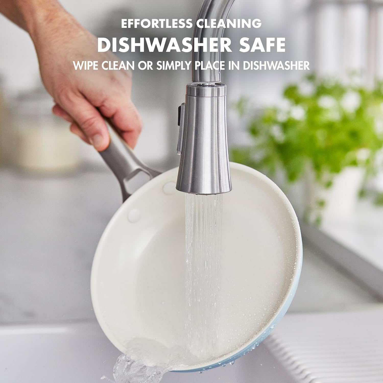 10 Piece GreenPan Padova Hard Anodized Ceramic Nonstick Cookware Set, PFAS-Free, Dishwasher Safe - Light Blue