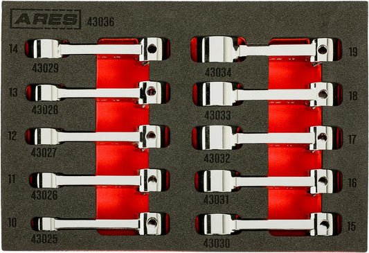 10-Piece Metric 12-Point Box End Torque Adapter Extension Set with EVA Foam Tray - Chrome Vanadium Steel - 3/8-Inch Drive