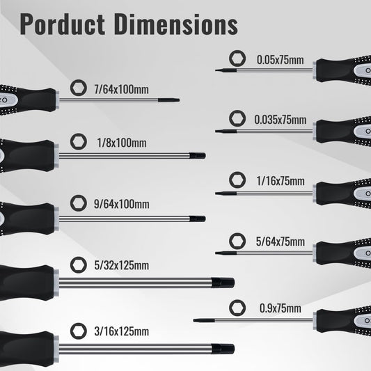 10-Piece Owl Tools Hex Allen Wrench Screwdriver Set with Precision & Standard SAE Sizes - Ideal for RC Cars, Quadcopters, Helicopters