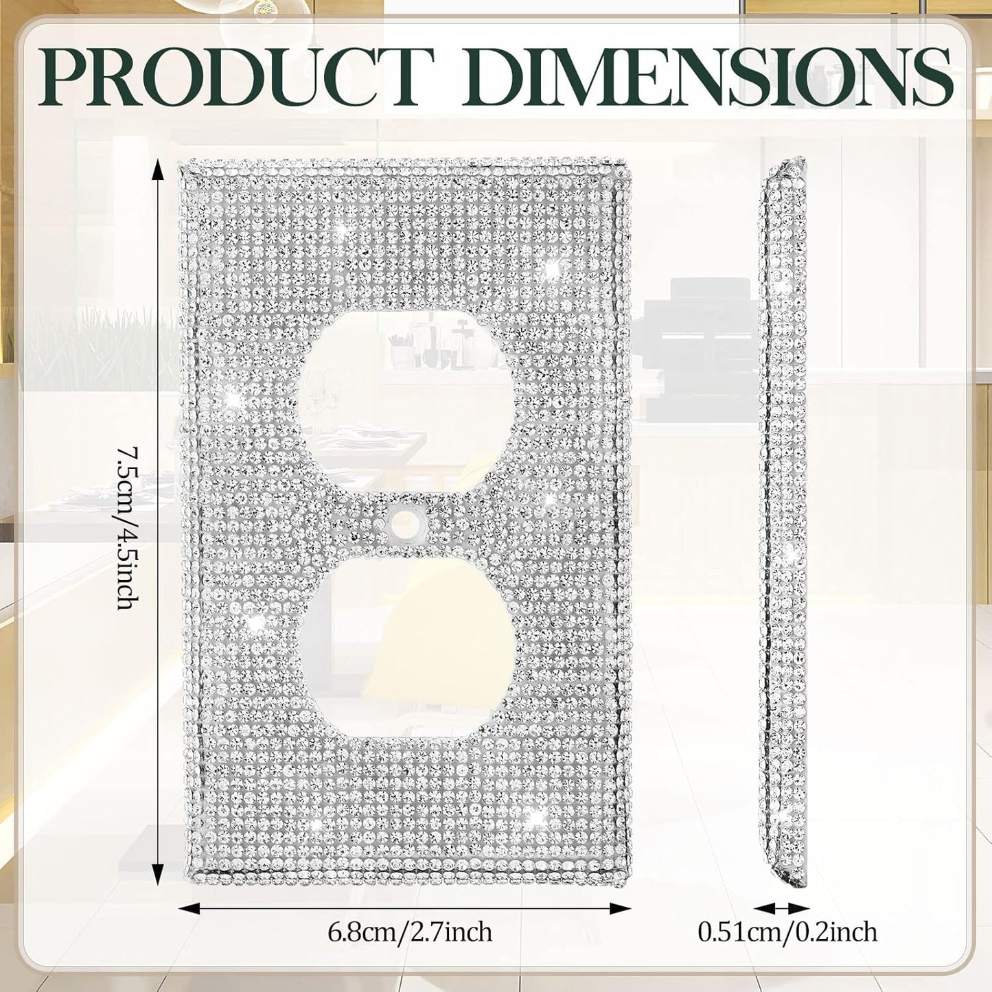 10-Piece Silver Rhinestone Outlet Covers for Home Decor - Shiny Wall Plate Socket Covers with Glitter Accents for Stylish Lighting Accessories