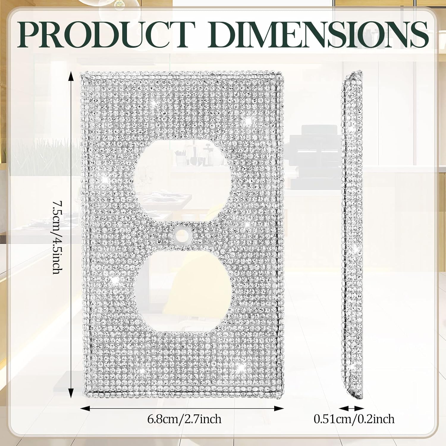 10-Piece Silver Rhinestone Outlet Covers for Home Decor - Shiny Wall Plate Socket Covers with Glitter Accents for Stylish Lighting Accessories