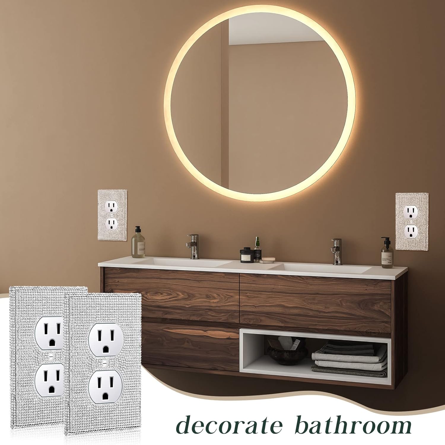 10-Piece Silver Rhinestone Outlet Covers for Home Decor - Shiny Wall Plate Socket Covers with Glitter Accents for Stylish Lighting Accessories