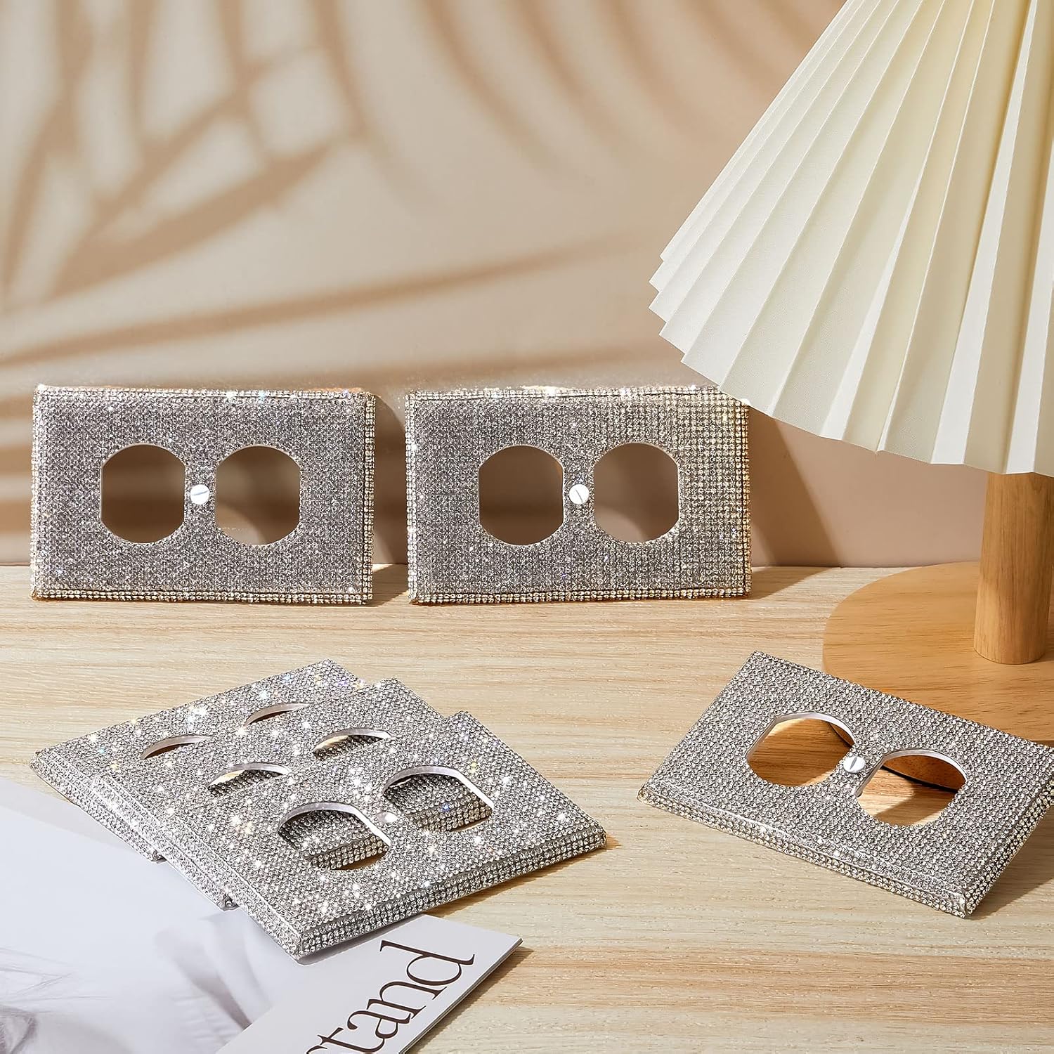 10-Piece Silver Rhinestone Outlet Covers for Home Decor - Shiny Wall Plate Socket Covers with Glitter Accents for Stylish Lighting Accessories