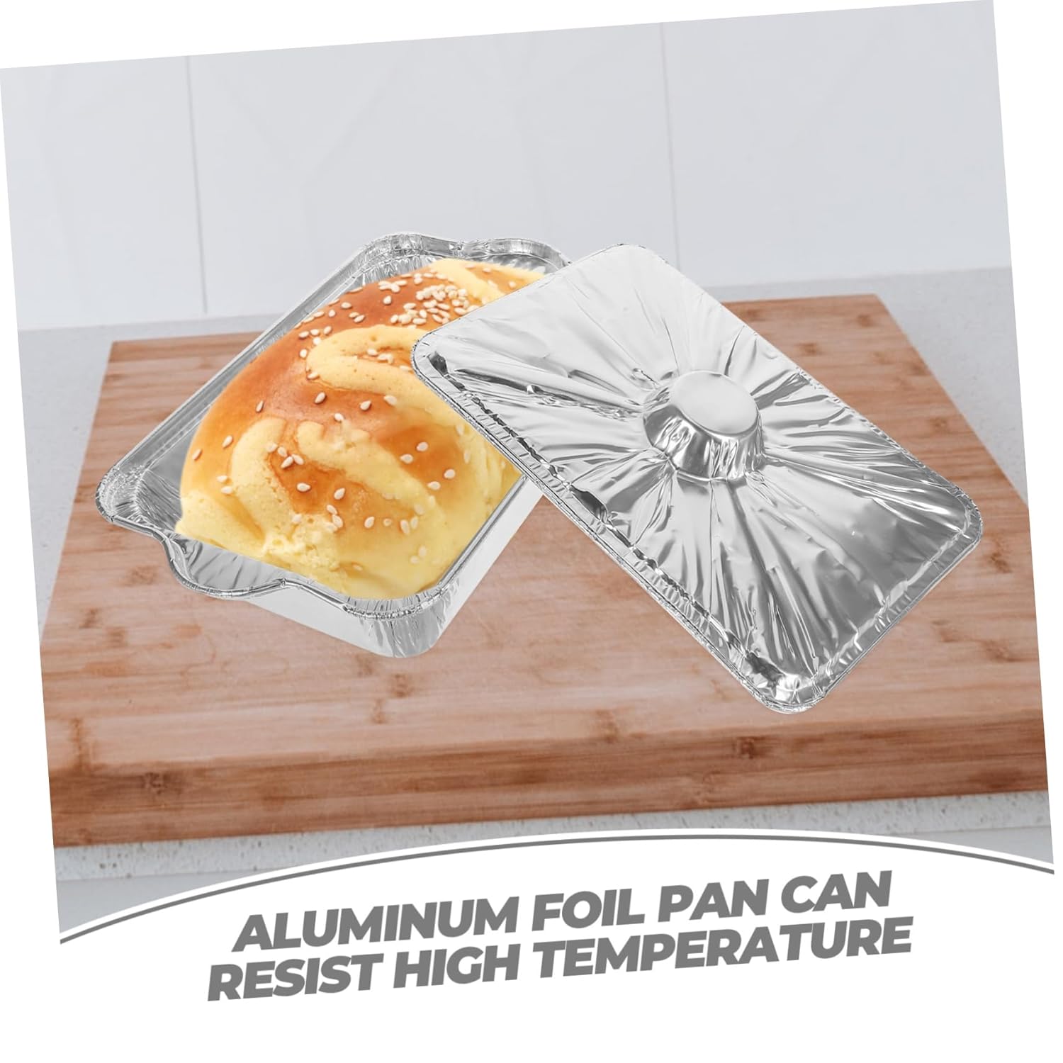 10-Piece Square Aluminum Foil Baking Pan Set for Oven - Roasting, Grilling, and Baking Dishes - Silver Color by BIUDECO