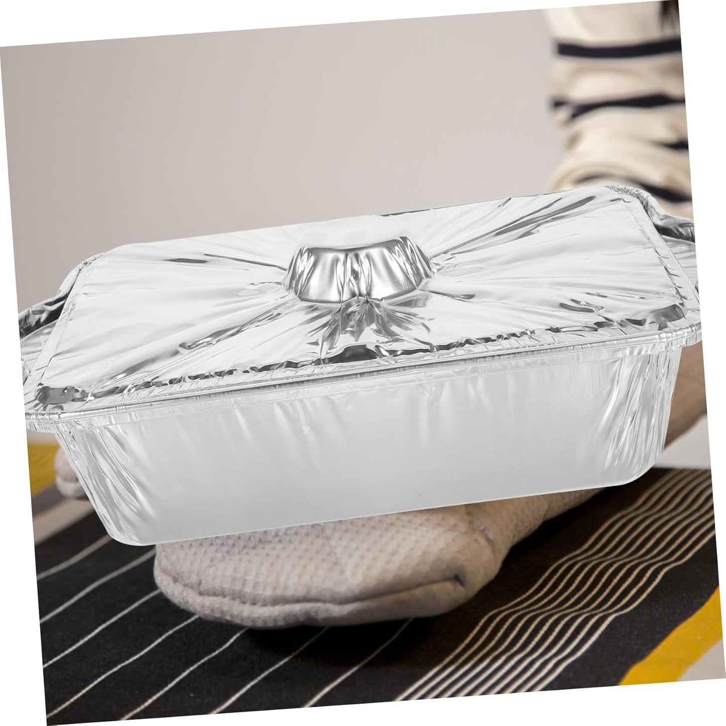 10-Piece Square Aluminum Foil Baking Pan Set for Oven - Roasting, Grilling, and Baking Dishes - Silver Color by BIUDECO