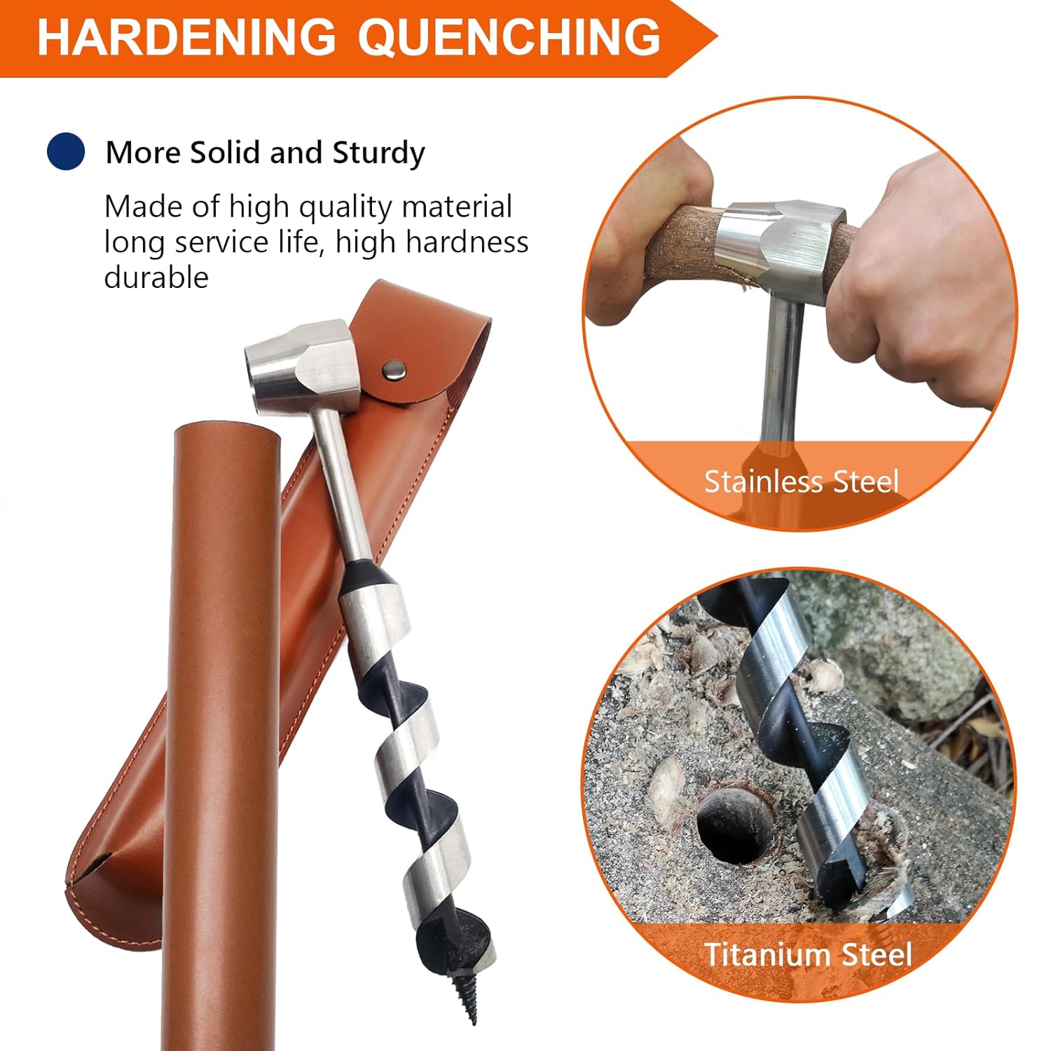 10-Piece Upgrade Wood Auger Drill Bit Set with Hexagon Bushcraft Hand Auger Wrench - Survival Tool Kit by MinliGUY