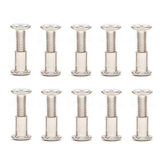 10-Set Nickel Plated M8x16mm Rivet Countersunk Hex Socket Cap Bolts and Barrel Nuts for Furniture, Cribs, Chairs by binifiMux