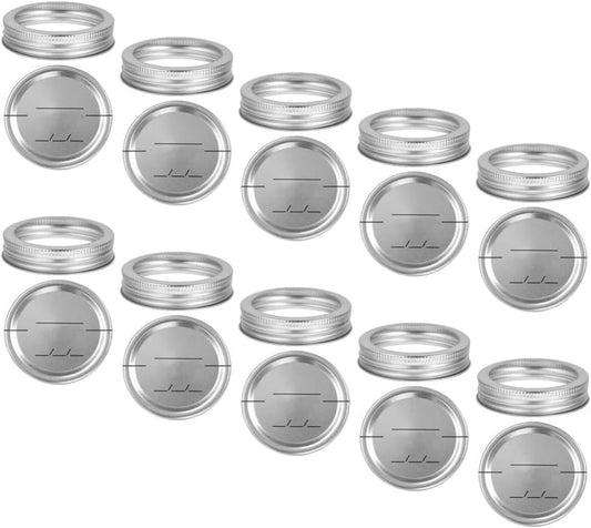 10 Sets Mason Jar Lids - Regular and Wide Mouth Canning Lids - Leakproof and Bulk Canning Supplies