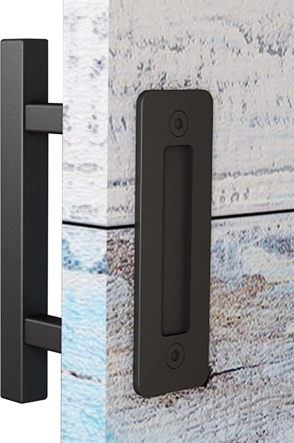 10" Square Sliding Barn Door Pull Handle Set - Double Sided, Heavy Duty, Matte Black Finish - Easy Installation