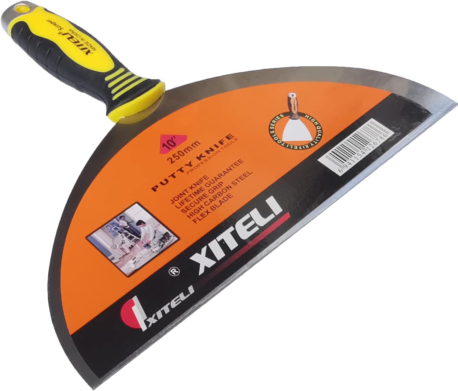 10" Stainless Steel Putty Scraper with Plastic Handle - Ideal for Taping, Painting, and Removing Wallpaper from Walls and Floors