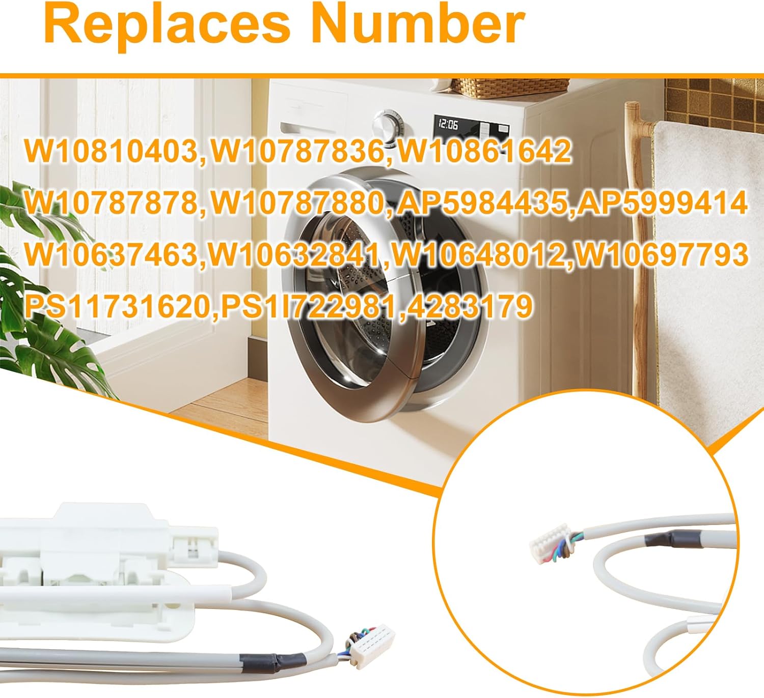 10-Year Warranty Gubeter Upgraded Washer Lid Lock Assembly OEM Latch for Whirlpool Cabrio Kenmore Maytag Bravos XL - Replaces W10810403 W10861642 W10787836