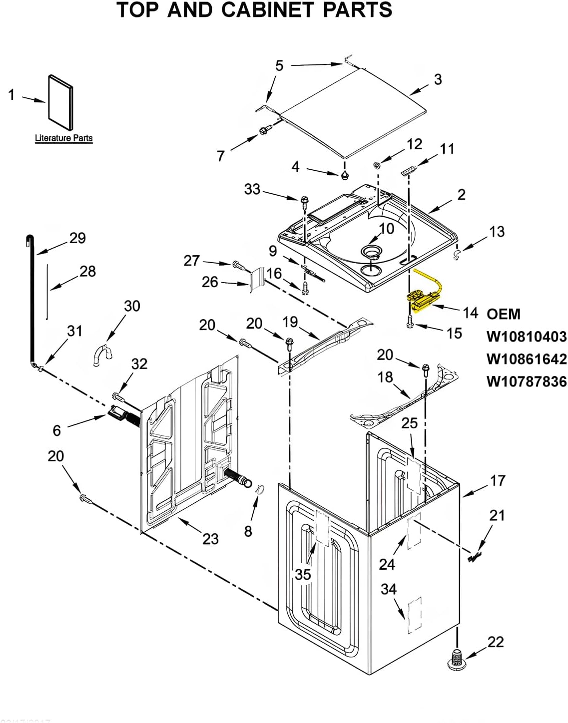 10-Year Warranty Gubeter Upgraded Washer Lid Lock Assembly OEM Latch for Whirlpool Cabrio Kenmore Maytag Bravos XL - Replaces W10810403 W10861642 W10787836