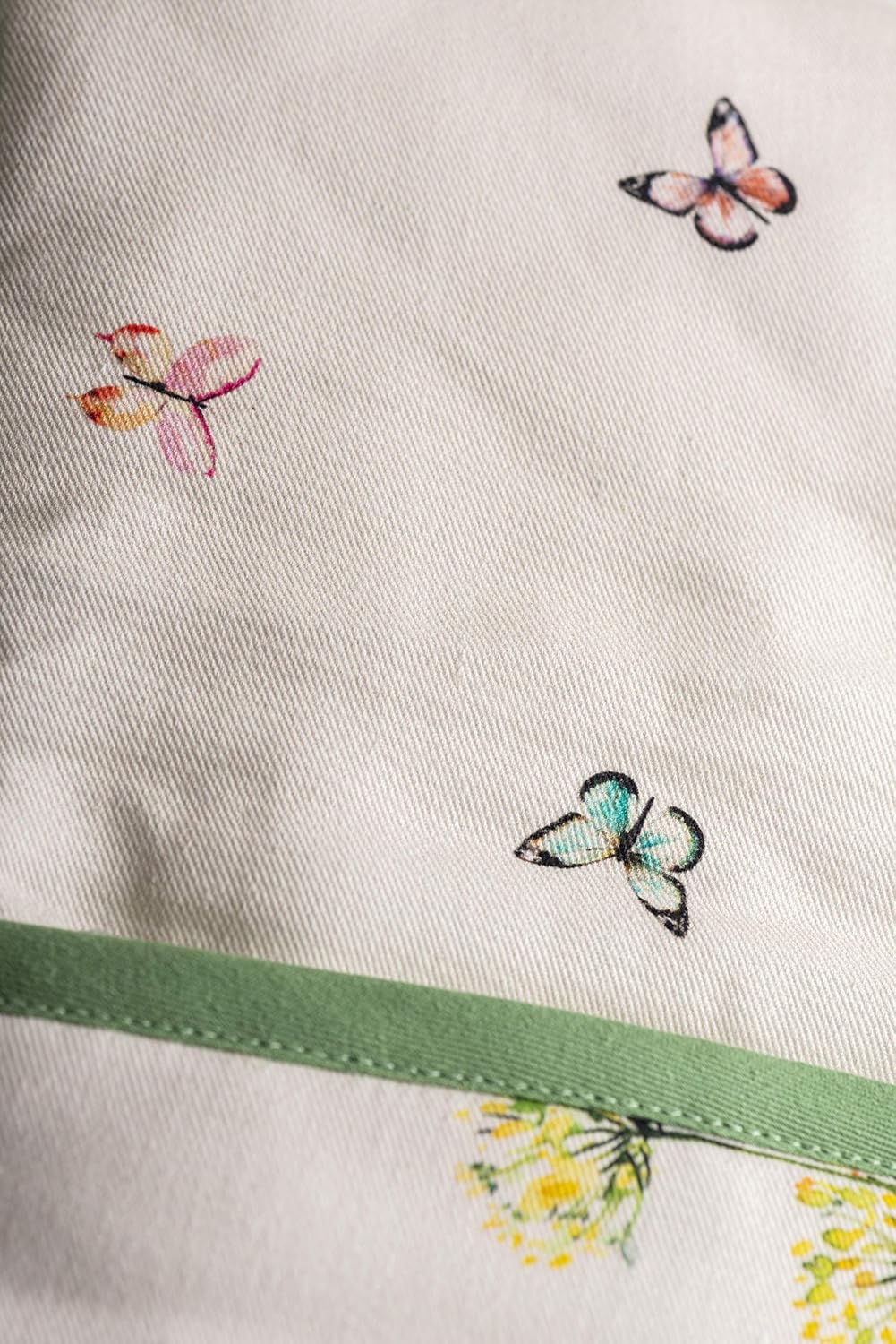 100% Cotton Double Oven Mitt 7"x35" with Hanging Loop - Heat Resistant Cooking Gloves for BBQ, Baking, and Grilling - Botanical Fresh Design for Spring/Summer