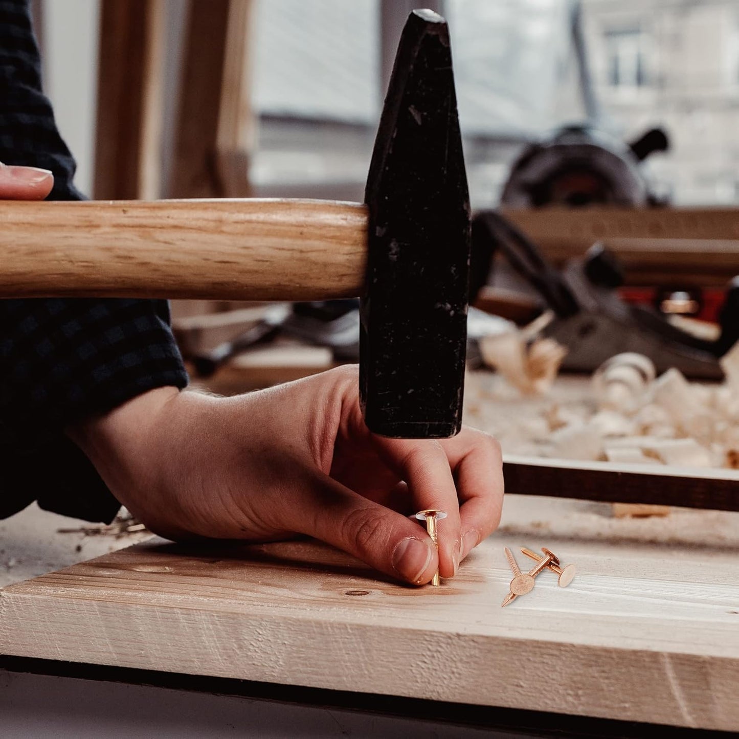 100 Count 1 Inch Solid Copper Nails for Roofing, Flashing, Furniture, Boats - High Quality Pure Copper Slate Spikes - Dubbs Hardware