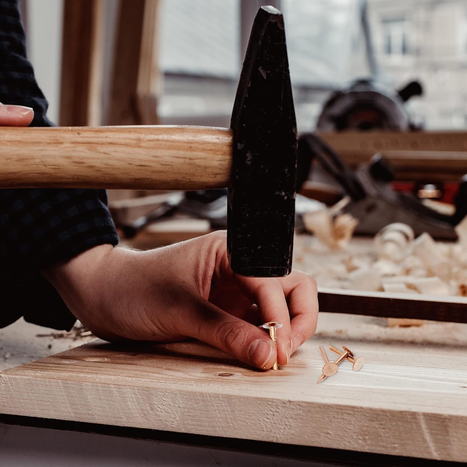 100 Count 1 Inch Solid Copper Nails for Roofing, Flashing, Furniture, Boats - High Quality Pure Copper Slate Spikes - Dubbs Hardware