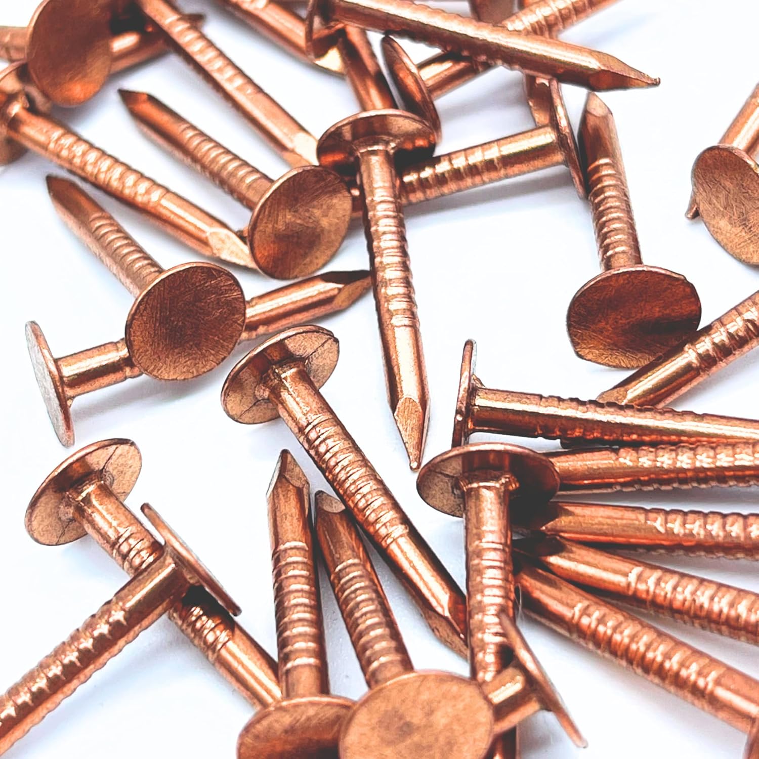 100 Count 1 Inch Solid Copper Nails for Roofing, Flashing, Furniture, Boats - High Quality Pure Copper Slate Spikes - Dubbs Hardware