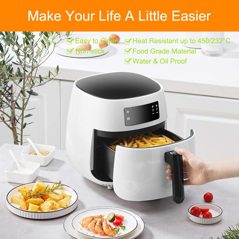 100 Pack 8.5 inch Square Air Fryer Parchment Liners/Bamboo Steamer Papers for Steaming Basket - Various Sizes Available