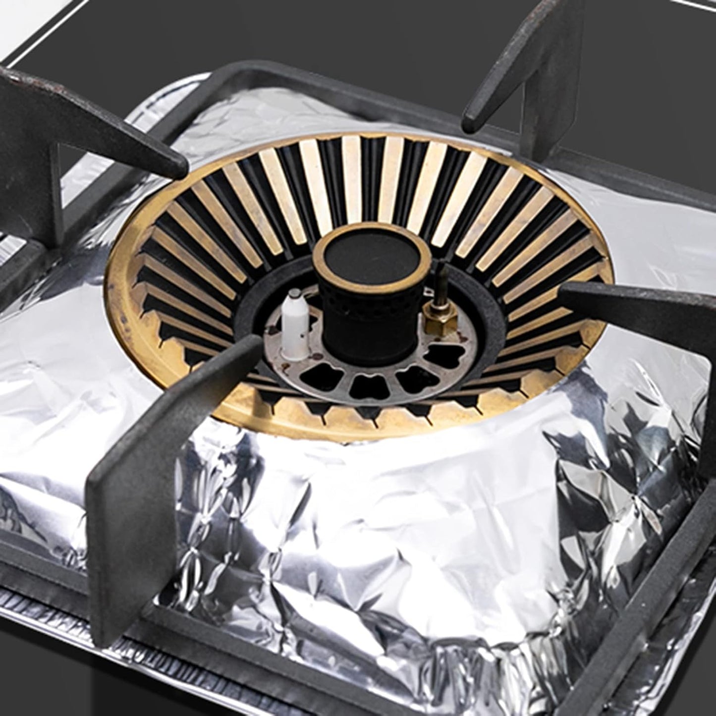 100 Pack Aluminum Foil Stove Burner Covers - 8.5" Square Gas Range Protector Liners for Clean Cooking