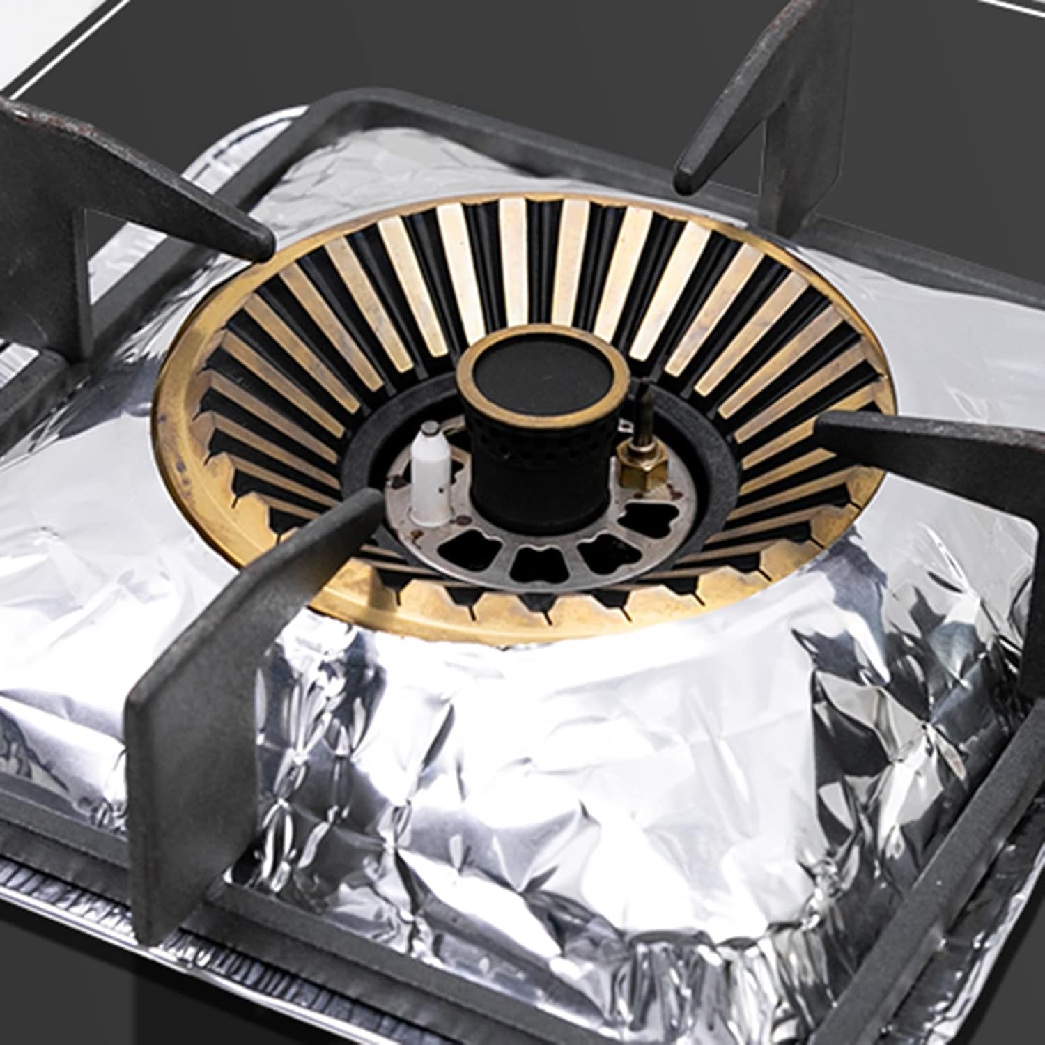 100 Pack Aluminum Foil Stove Burner Covers - 8.5" Square Gas Range Protector Liners for Clean Cooking