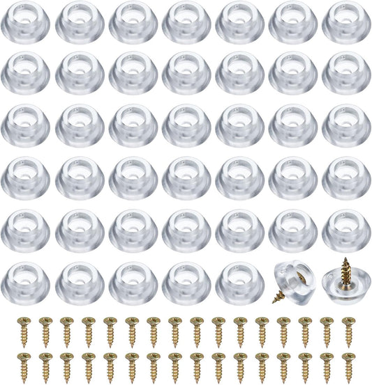 100 Pack Clear Round Rubber Bumper Feet Pads for Furniture, 0.28" H x 0.75" D Non-Slip Bumpers with Screws