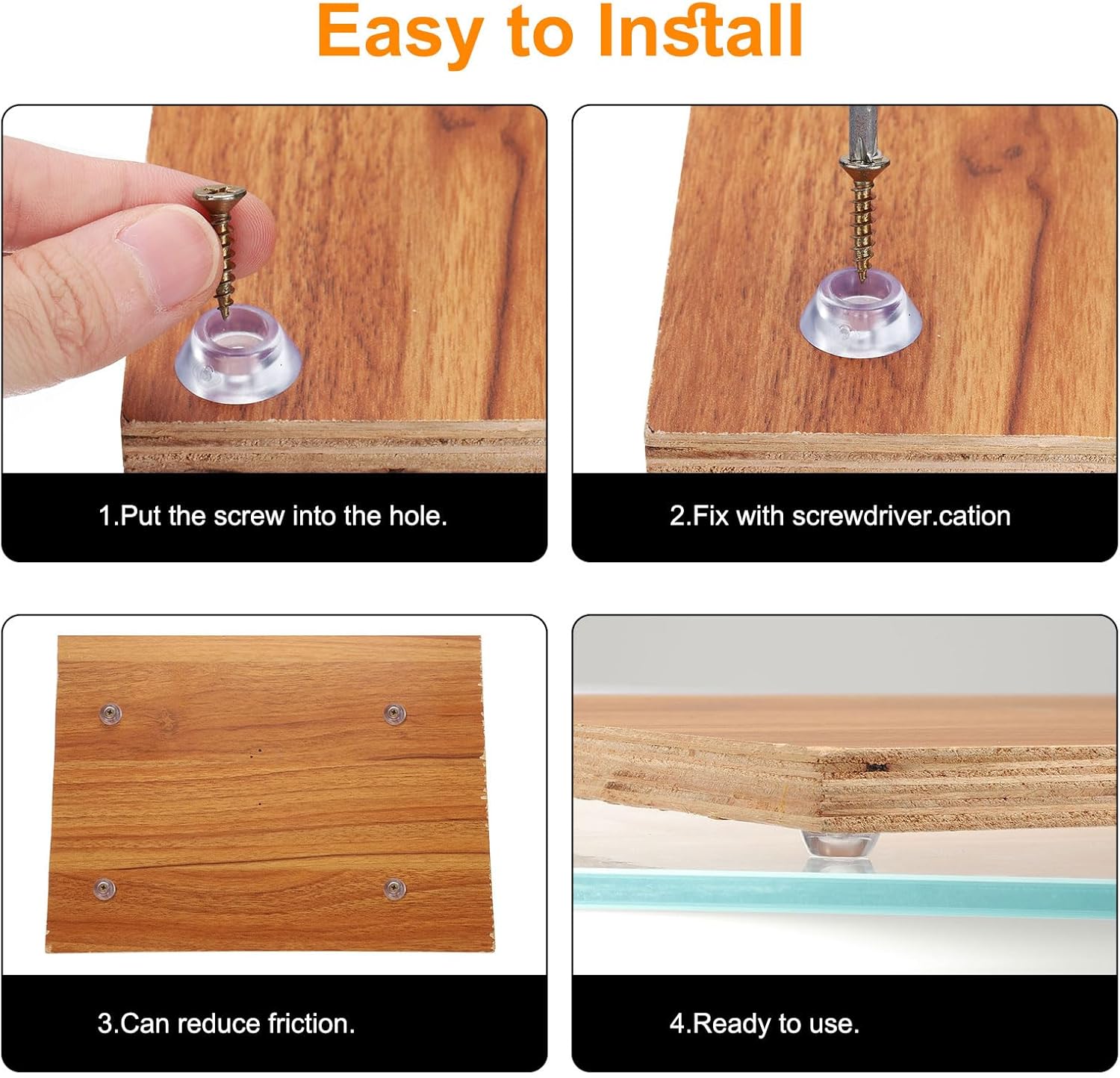 100 Pack Clear Round Rubber Bumper Feet Pads for Furniture, 0.28" H x 0.75" D Non-Slip Bumpers with Screws
