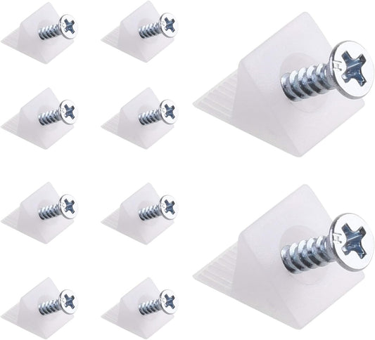 100 Pack Furniture Drawer Bottom Repair Wedges with 90 Degree Plastic Angle Bracket Fasteners