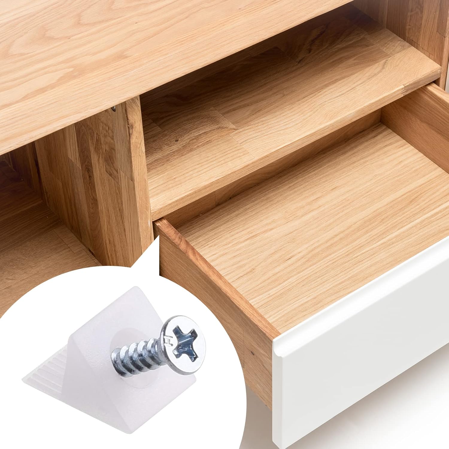 100 Pack Furniture Drawer Bottom Repair Wedges with 90 Degree Plastic Angle Bracket Fasteners