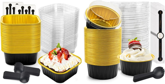 100 Pack Mini Loaf Pans with Lids and Spoons Bundle by NPLUX