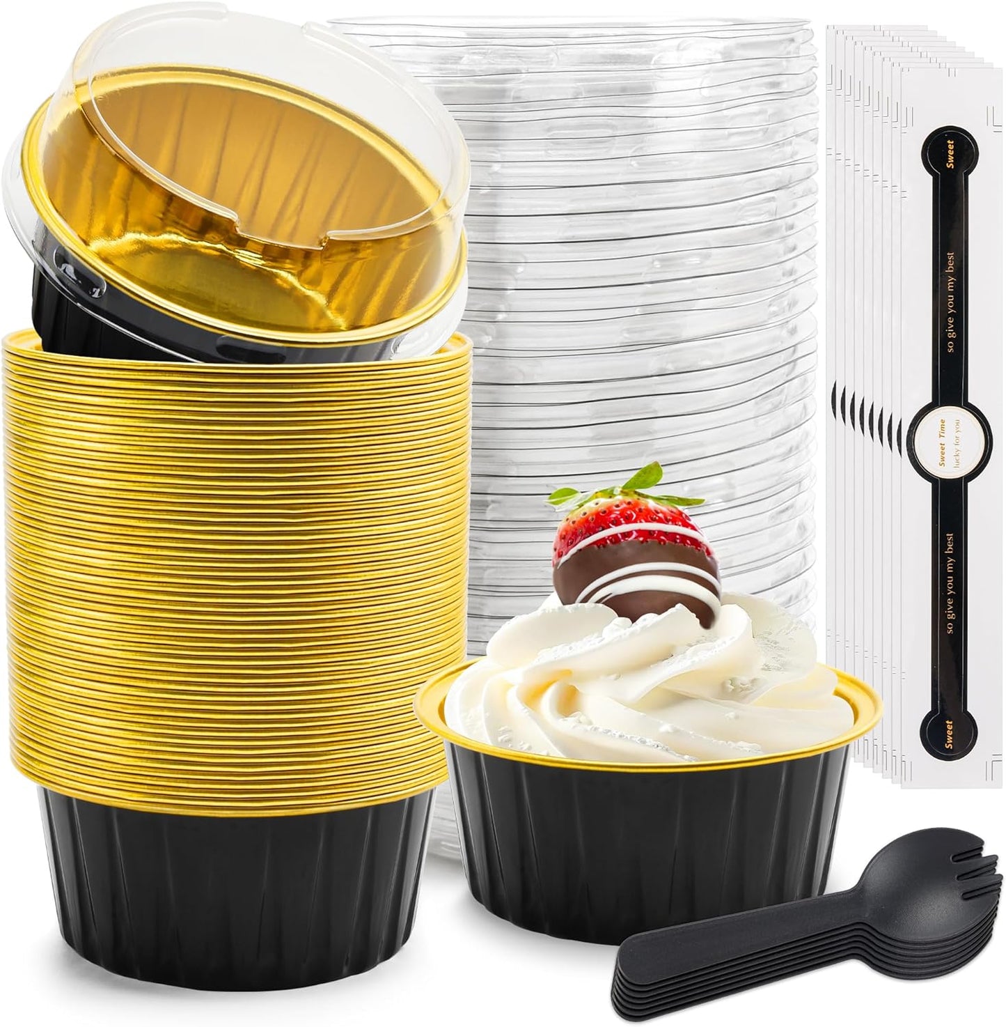 100 Pack Mini Loaf Pans with Lids and Spoons Bundle by NPLUX