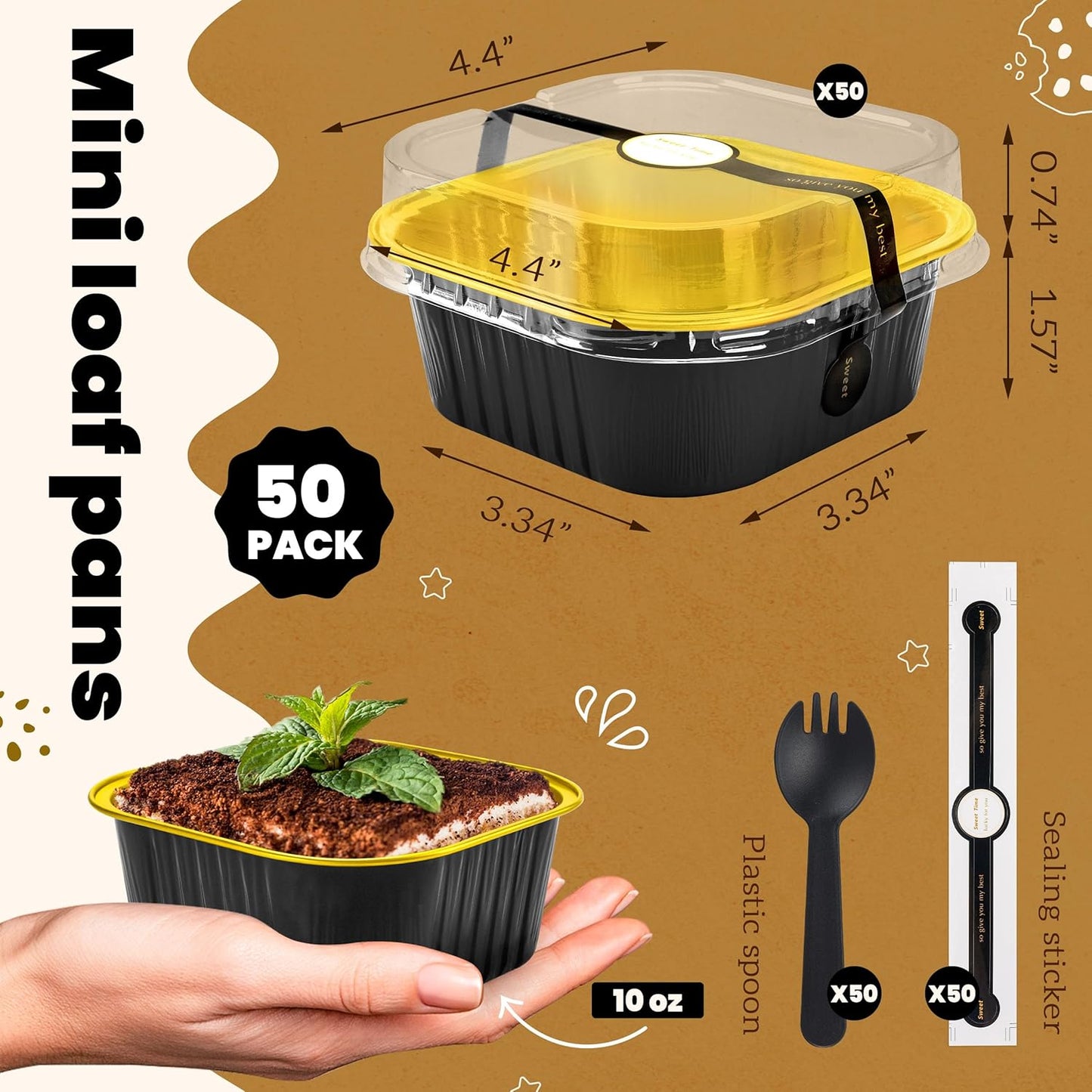 100 Pack Mini Loaf Pans with Lids and Spoons Bundle by NPLUX