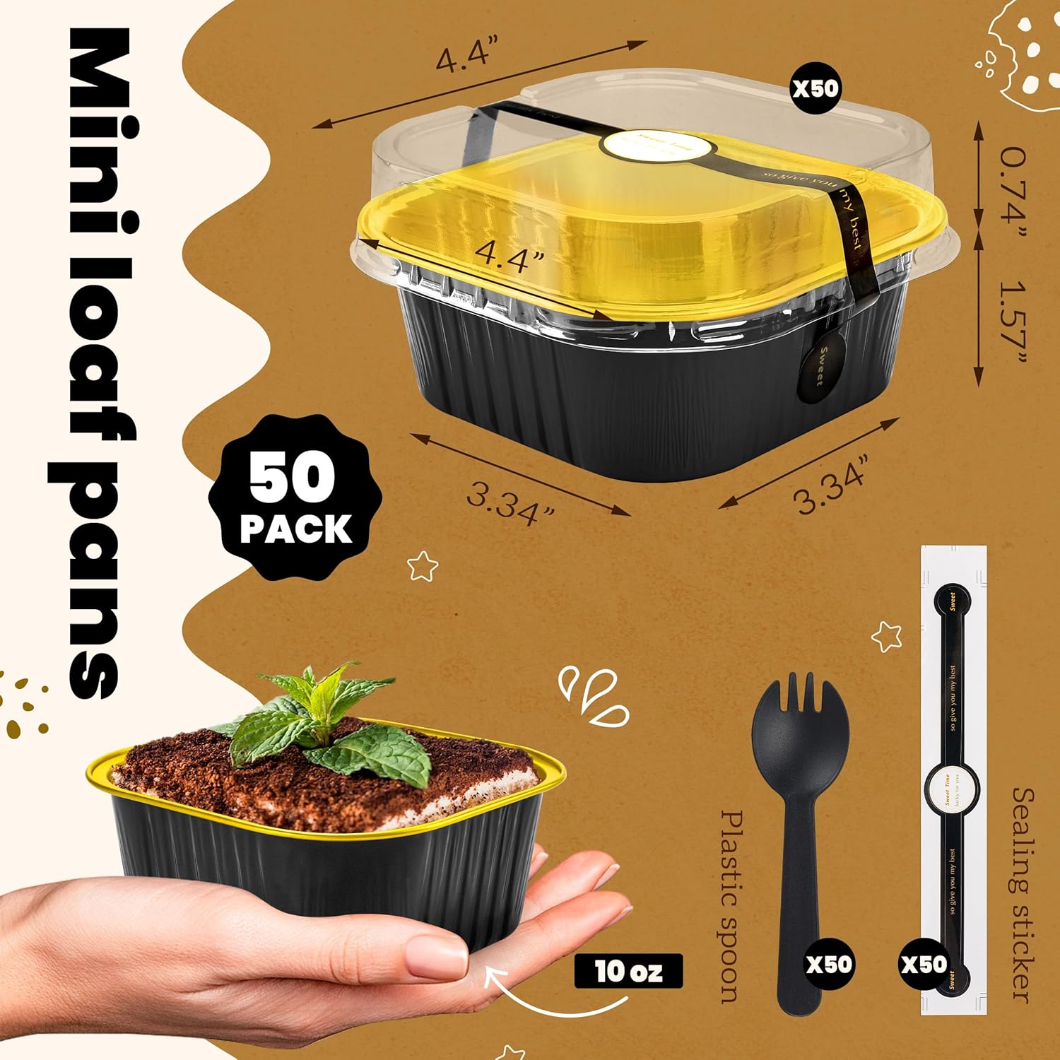100 Pack Mini Loaf Pans with Lids and Spoons Bundle by NPLUX