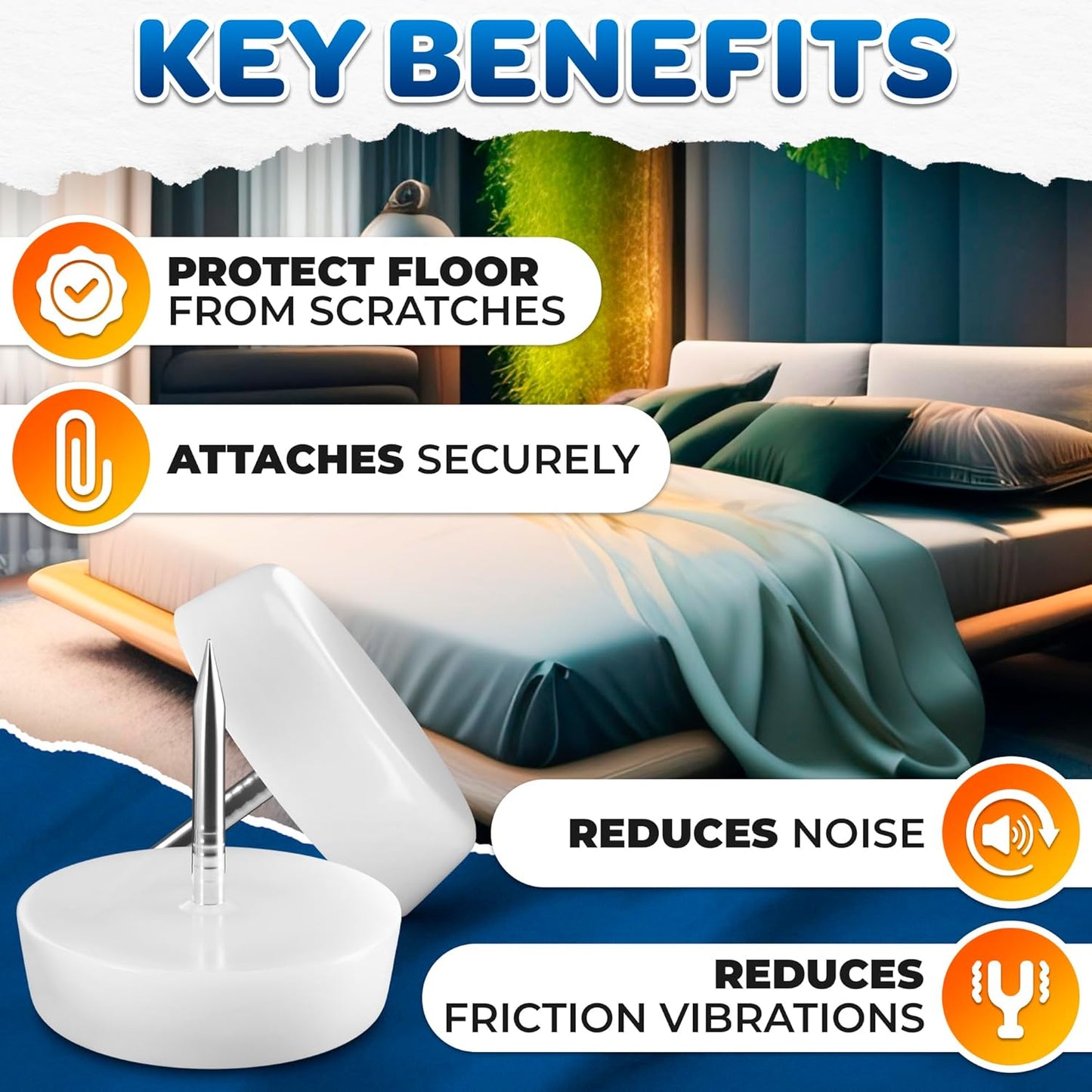100 Pack Nylon Chair Leg Floor Protectors - Durable Nail-in Sliders for Wood Floors - Easy to Install, Smooth Gliding, Prevents Scratches and Dents