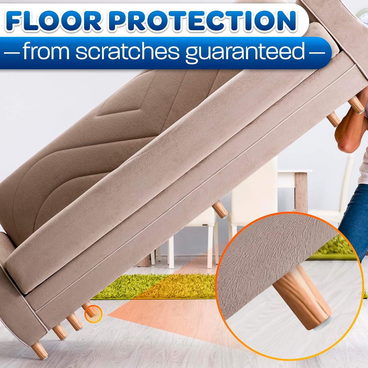100 Pack Nylon Chair Leg Floor Protectors - Durable Nail-in Sliders for Wood Floors - Easy to Install, Smooth Gliding, Prevents Scratches and Dents