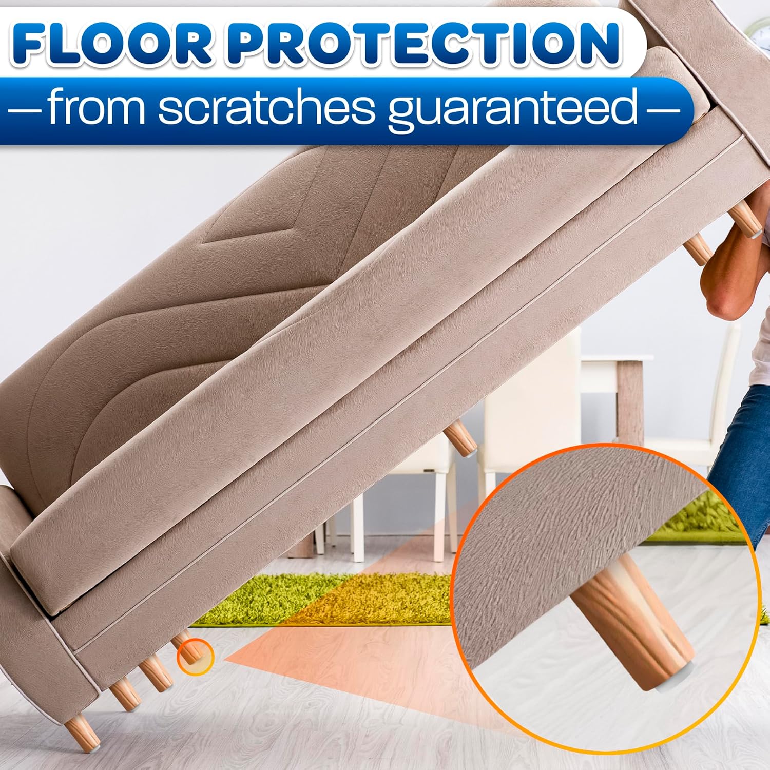 100 Pack Nylon Chair Leg Floor Protectors - Durable Nail-in Sliders for Wood Floors - Easy to Install, Smooth Gliding, Prevents Scratches and Dents