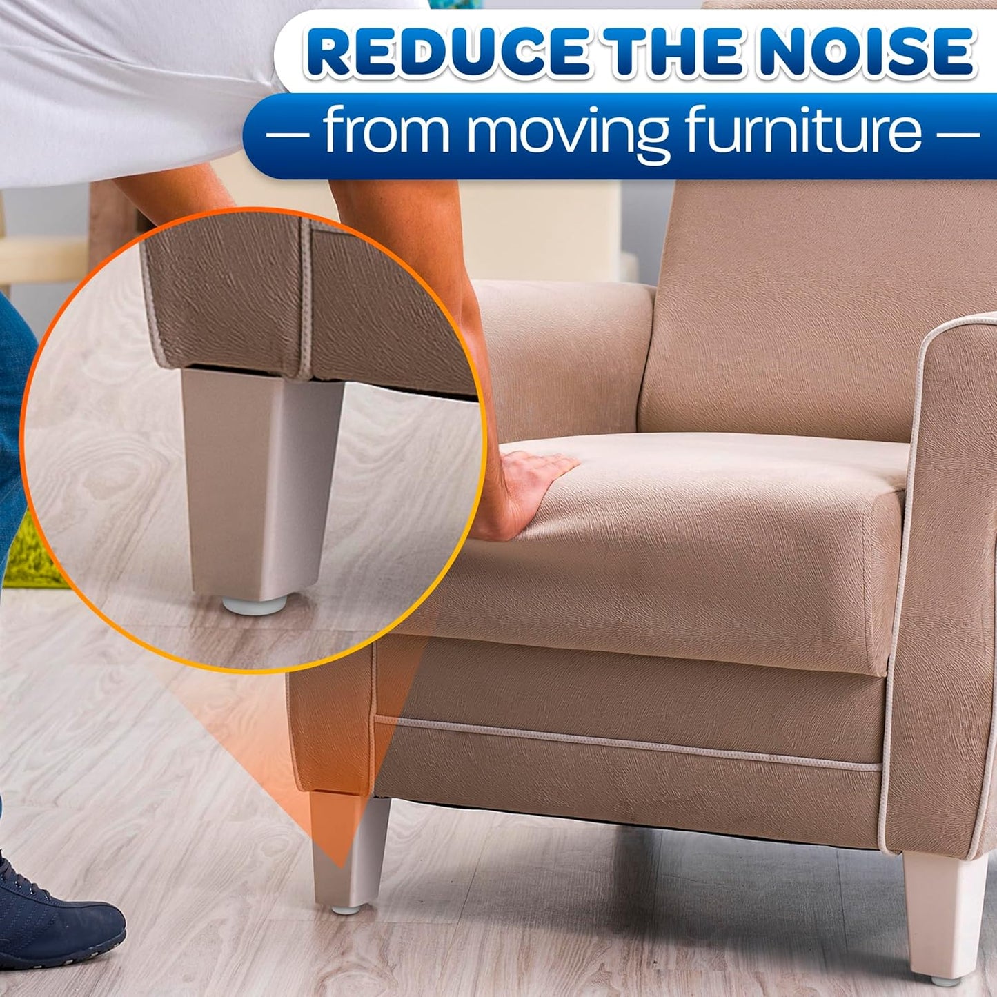 100 Pack Nylon Chair Leg Floor Protectors - Durable Nail-in Sliders for Wood Floors - Easy to Install, Smooth Gliding, Prevents Scratches and Dents