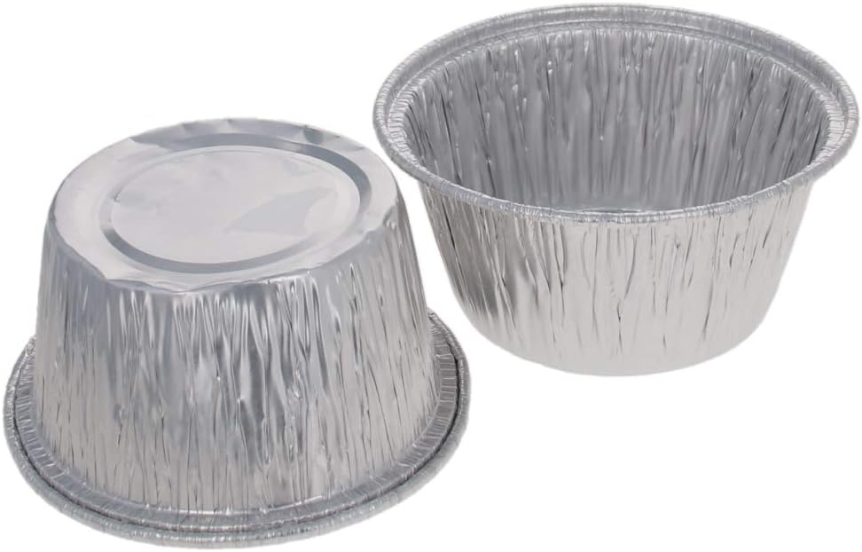 100-Pack Othmro 3.2"x1.5" Round Aluminum Foil Food Containers - 100ml Disposable Takeout Pans for Cooking, Baking, Heating, and Storing