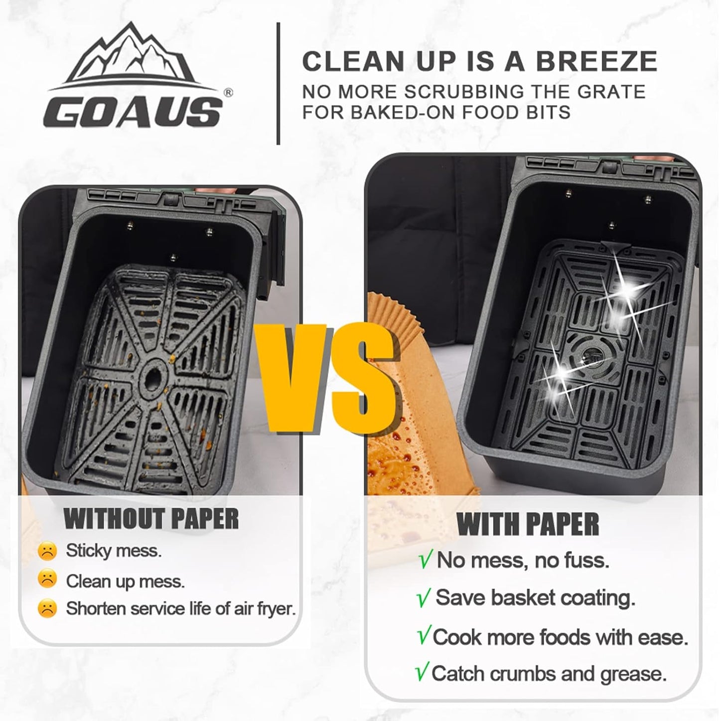 100 Pack Rectangular Disposable Paper Liners for Dual Air Fryer 8-10 Qt - 8.6x5.5 inches Parchment Paper - Compatible with Ninja DZ201 DZ401 SL401